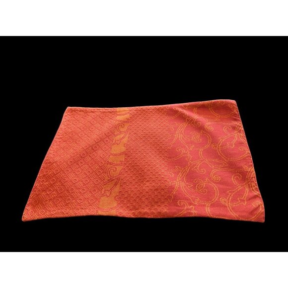 XOCHI Set 5 Woven Cotton Floral & Scroll Rust Muted Orange Placemat Set - Picture 2 of 9